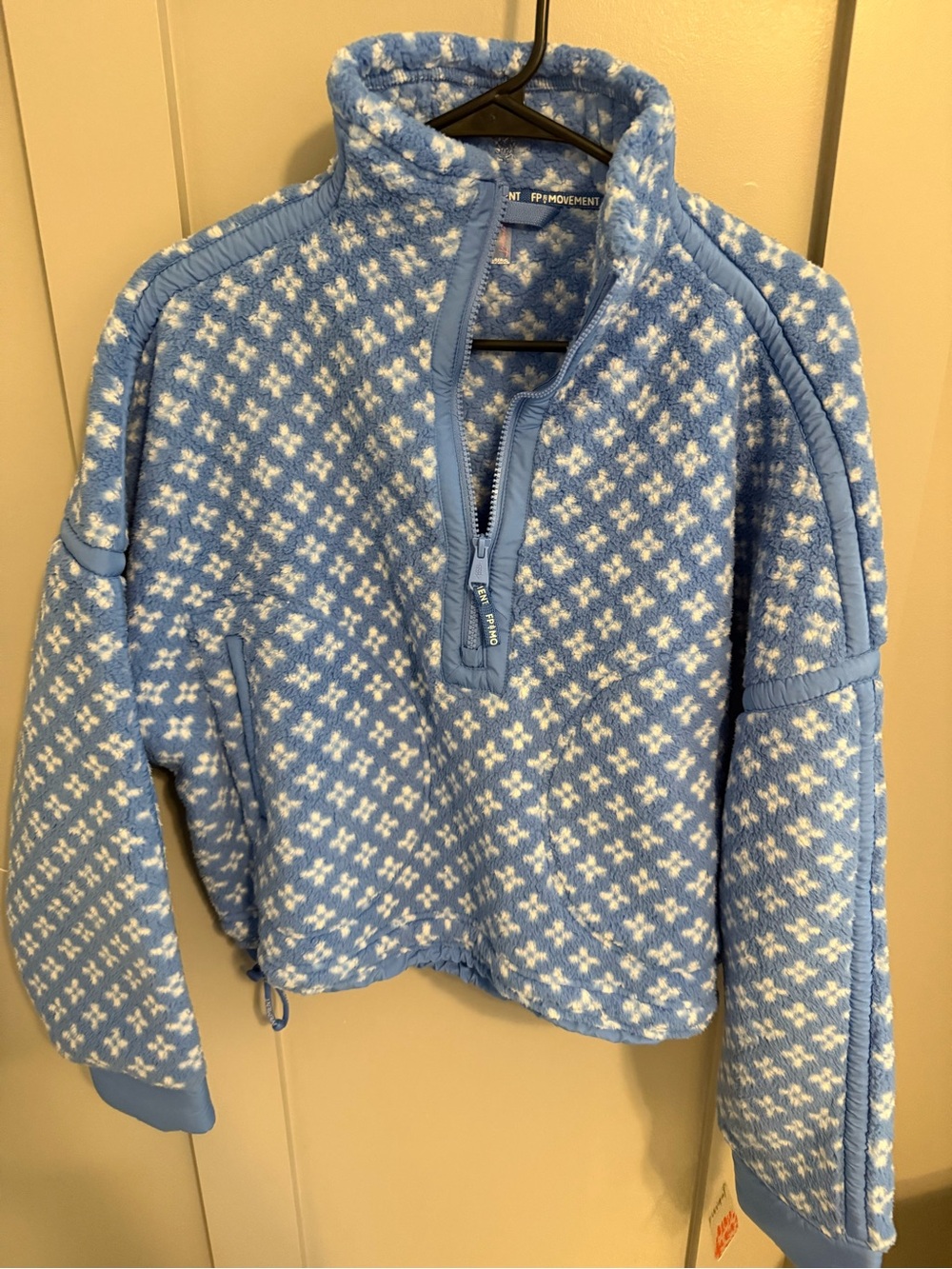 Blue and white Patterned Half-Zip Fleece free people